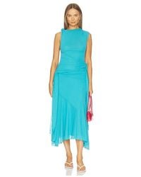 Ganni - Marl Mesh Draped Knot Detailing Long Dress - Lyst