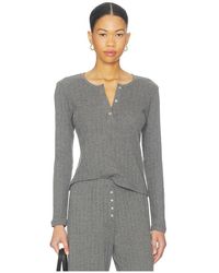Leset - Pointelle Long Sleeve Henley - Lyst