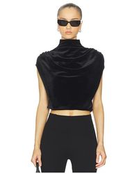 Commando - Velvet Draped Mockneck Crop Top - Lyst