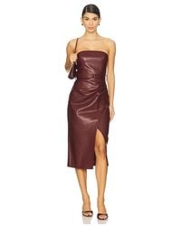 Karina Grimaldi - Samantha Strapless Faux Leather Midi Dress - Lyst