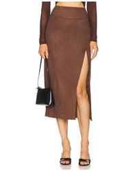 Bardot - Dante Faux Suede Midi Skirt - Lyst