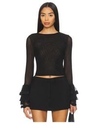 Alice + Olivia - Delaina Long Sleeve Crop Top With Ruffle Cuff - Lyst