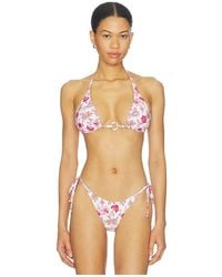 Seafolly - Summer Chintz Longline Slide Triangle Bikini Top - Lyst