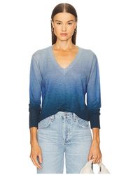 Autumn Cashmere - Ombre Print Distressed Edge V-Neck Top - Lyst
