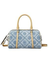 Tory Burch - T Monogram Denim Mini Barrel Bag - Lyst