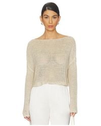 Enza Costa - Linen Open Knit Bateau Sweater - Lyst