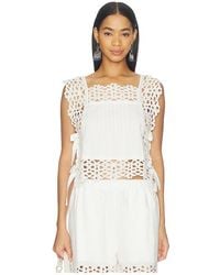 Sea - Leila Eyelet Sleeveless Top En Color Blanco Talla (También En Xl) - Lyst
