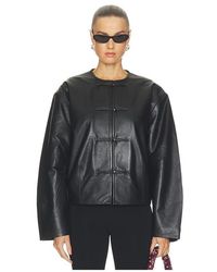 St. Agni - Button Detail Cocoon Leather Jacket - Lyst