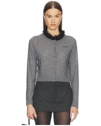 we11done - Feather Collar Cardigan - Lyst