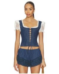 For Love & Lemons - Yasmin Lace Up Top - Lyst