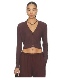 Enza Costa - Linen Open Knit Cropped V-Neck Cardigan - Lyst