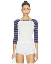 Frankie's Bikinis - Game Day Pointelle Baseball Tee - Lyst