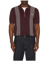 Fred Perry - Panel Detail Knitted Polo Shirt - Lyst