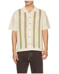 Vince - Stripe Crochet Short Sleeve Button Down Shirt - Lyst