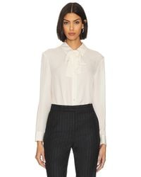 Theory - Wide Tie Neck Blouse - Lyst