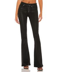 PAIGE High Rise Lou Lou With Exposed Buttonfly - Black