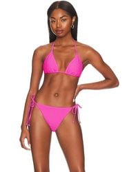 MILLY - Cabana Textured Triangle Bikini Top - Lyst