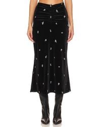 WeWoreWhat - Embroidered Velvet Ruched Midi Skirt - Lyst