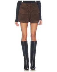 AEXAE - Lamb Leather Suede Pocket Mini Short - Lyst