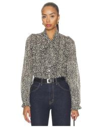 Sea - Charlize Print Longsleeve Bow Top - Lyst