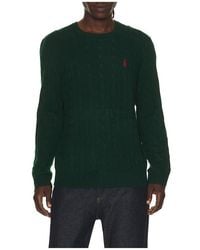 Polo Ralph Lauren - Long Sleeve Wool Cashmere Cable Knit Crewneck Sweater - Lyst