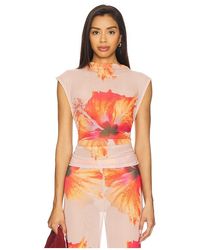 GOOD AMERICAN - Gauze Mesh Mock Neck Tank Top - Lyst