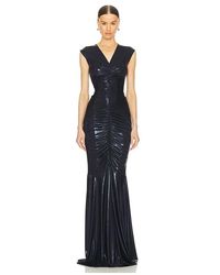 Norma Kamali - Sleeveless Deep V Neck Shirred Front Fishtail Gown - Lyst