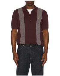 Fred Perry - Panel Detail Knitted Polo Shirt - Lyst