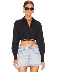 Versace Jeans Couture Button up crop top - Negro