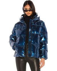 Kendall + Kylie Metallic Puffer Jacket - Blue