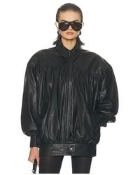Helsa - The Shirred Oversized Leather Jacket - Lyst