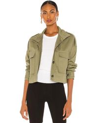 The Range Structured Twill Cropped Military Jacket - Green