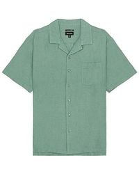 Brixton - Bunker Linen Blend Short Sleeve Camp Collar Shirt - Lyst