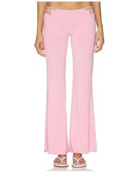 Indah - Valentina Solid Low Rise Long Pant With Embroidered Rose Kerawang Detail - Lyst