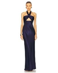 Shona Joy - La Lune Ruched Halter Maxi Dress - Lyst