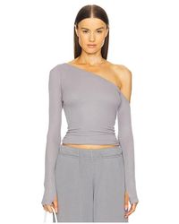 Michael Lauren - Magdalino Asymmetrical Fitted Cold Shoulder Long Sleeve Top - Lyst