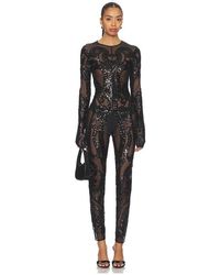 Norma Kamali - Langärmliger Catsuit Mit Rundhalsausschnitt - Lyst