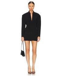 Norma Kamali - Oversized Long Sleeve Shoulder Pad Front Zip Mini Dress - Lyst
