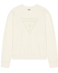 Guess - Sudadera Deportiva Cuello Redondo Vintage Triangle En Color Crema Talla (También En M, S, Xl/1X, Xs) - Lyst