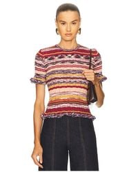 Ulla Johnson - Top De Punto De Manga Corta Miya En Color Rojo Talla (También En M, S, Xl, Xs) - Lyst