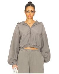 Alexander Wang - Oversized Cropped Zip-Up Hoodie - Lyst