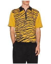 Beams Plus - Half Zip Knit Polo Animal Jacquard En Color Naranja Talla (También En M, Xl) - Lyst