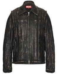 DIESEL - Chaqueta Cuero Albert En Color Negro Talla (También En 48, 50) - Lyst