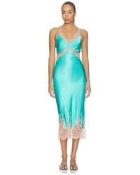 L'Agence - Scotly Lace Trim Midi Dress - Lyst