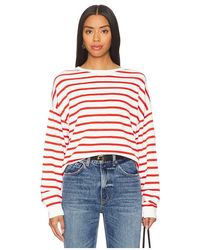 White + Warren - Warren Cotton Blend Drop Shoulder Sweatshirt - Lyst