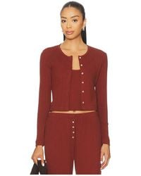 Leset - Pointelle Crop Cardigan - Lyst