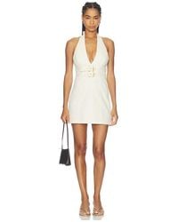 Alice + Olivia - Solana Buckle Denim Halter Mini Dress - Lyst
