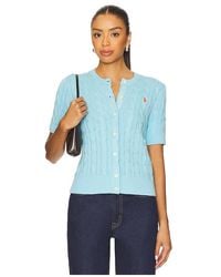 Polo Ralph Lauren - Cable Knit Cotton Short Sleeve Cardigan - Lyst
