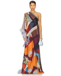 FALGUNI SHANE PEACOCK - Vestido Caftán Asimétrico En Color Rust, Talla (También En Xs) - Lyst