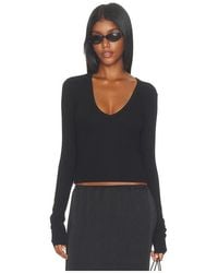 ÉTERNE - Butter Rib Long Sleeve V-Neck Top - Lyst